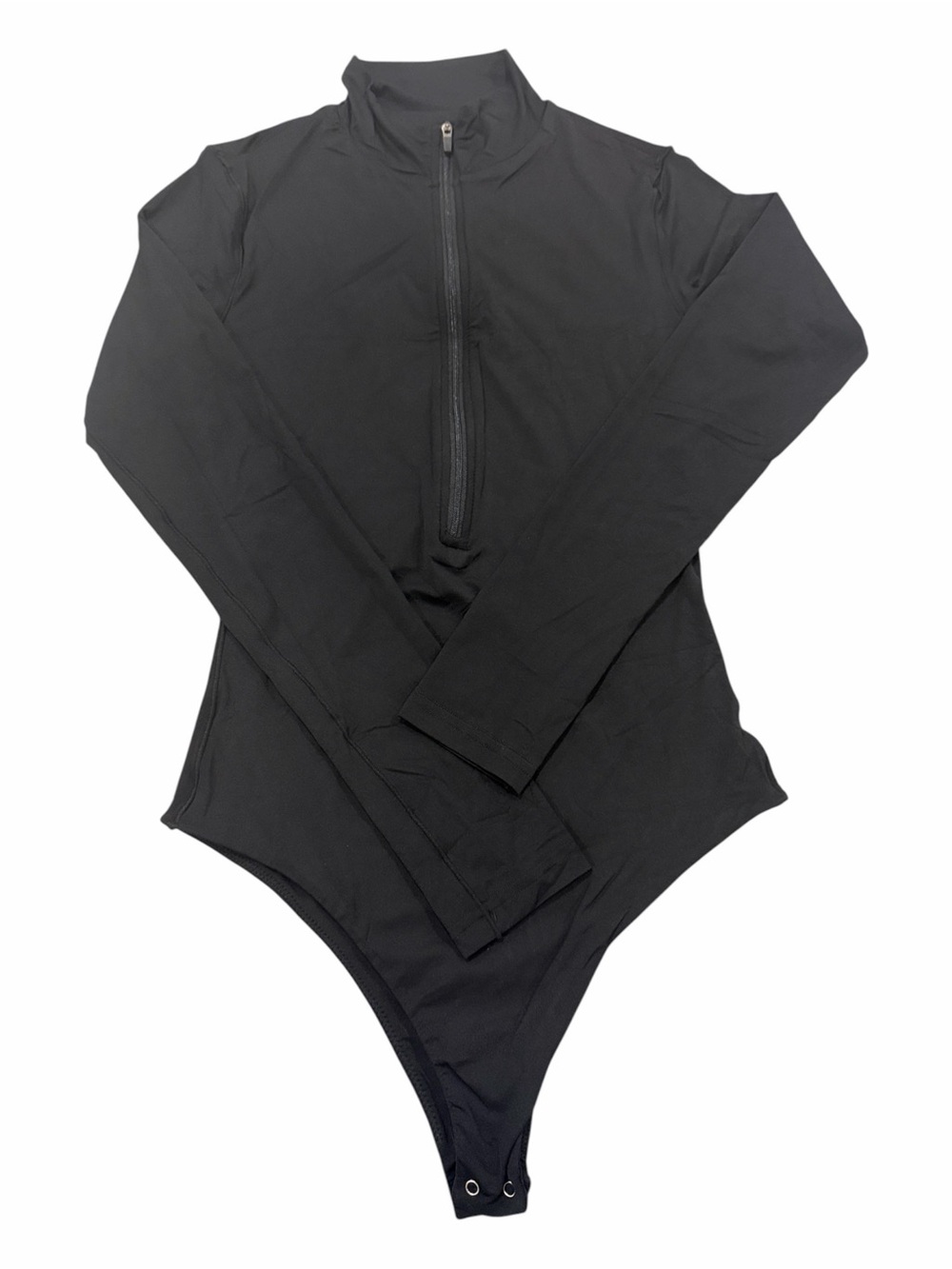 HYZ Black Mock Neck Half Zip Long Sleeve Bodysuit S Like New